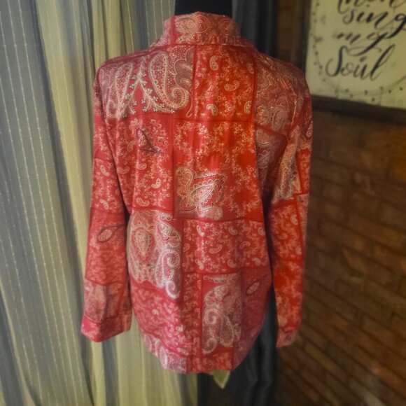 Ralph Lauren Women's Cotton Blend Red/Cream Paisley Pajama Top - Size M - Picture 5 of 11